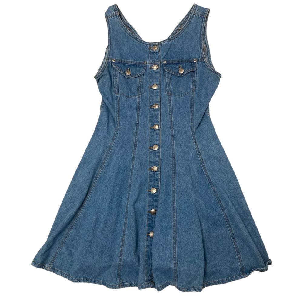 Vintage Blue Denim Button-Front Mini Dress